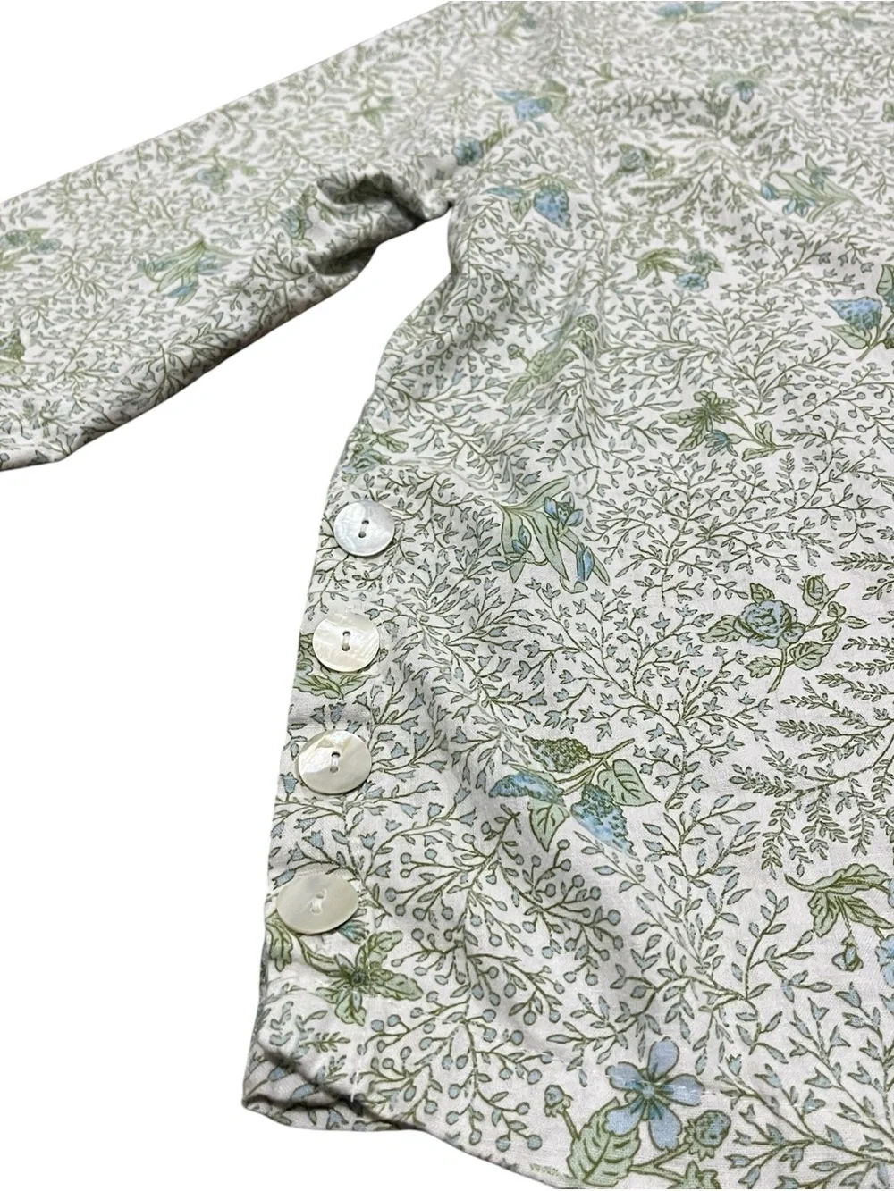 Laura Ashley Cottagecore Blue Green Floral Top 2X Romantic Prairie Blouse